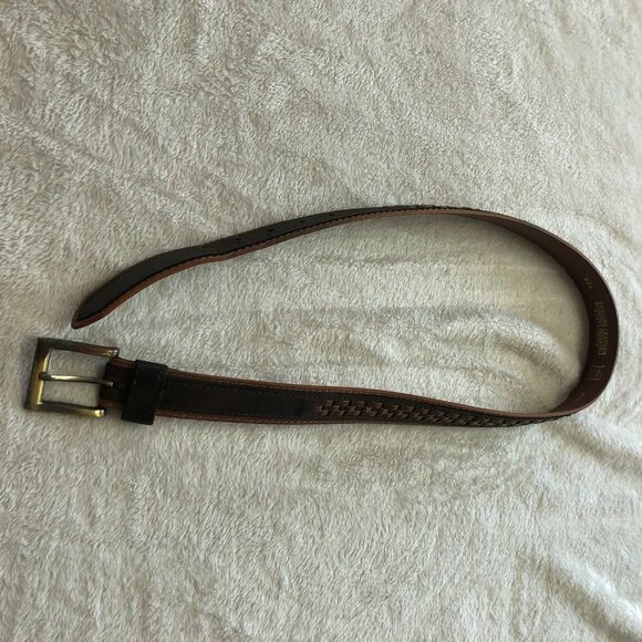 TWO Tone Brown Weaved Leather Belt Size 36" - Picture 2 of 9